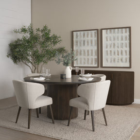 Terra Dark Brown Round Fluted 6-Piece Dining Set with Sideboard - Ornate Home