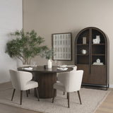 Terra Dark Brown Round Fluted 6-Piece Dining Set with Sloan Cabinet - Ornate Home