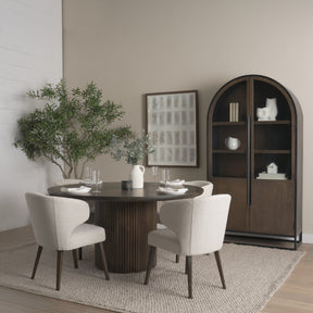 Terra Dark Brown Round Fluted 6-Piece Dining Set with Sloan Cabinet - Ornate Home