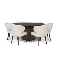 Terra Dark Brown Round Fluted 7-Piece Dining Set - Ornate Home