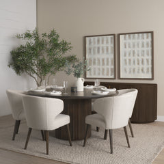 Terra Dark Brown Round Fluted 8-Piece Dining Set with Sideboard - Ornate Home
