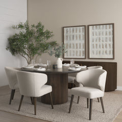 Terra Dark Brown Round Fluted 8-Piece Dining Set with Sideboard - Ornate Home