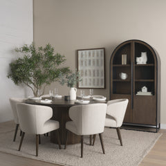 Terra Dark Brown Round Fluted 8-Piece Dining Set with Sloan Cabinet