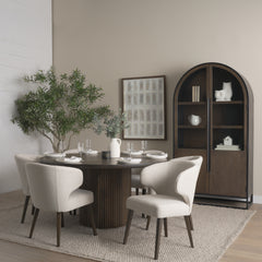 Terra Dark Brown Round Fluted 8-Piece Dining Set with Sloan Cabinet