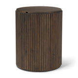 Terra Dark Brown Wood Fluted Round Side Table - Ornate Home