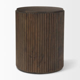 Terra Dark Brown Wood Fluted Round Side Table - Ornate Home