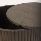 Terra Dark Brown Wood Fluted Round Side Table - Ornate Home