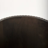 Terra Dark Brown Wood Fluted Round Side Table - Ornate Home