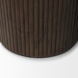 Terra Dark Brown Wood Fluted Round Side Table - Ornate Home