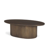 Terra Dark Brown Wood Oval Fluted Coffee Table - Ornate Home