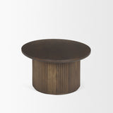 Terra Dark Brown Wood Oval Fluted Coffee Table - Ornate Home