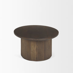 Terra Dark Brown Wood Oval Fluted Coffee Table - Ornate Home