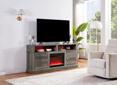 Terra Gray Walnut 70"W Fireplace TV Stand - Ornate Home