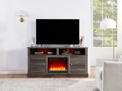 Terra Gray Walnut 70"W Fireplace TV Stand - Ornate Home