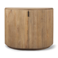 Terra Light Brown Fluted Wood 2-Door Accent Cabinet