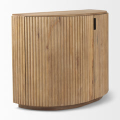 Terra Light Brown Fluted Wood 2-Door Accent Cabinet