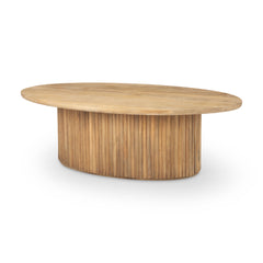 Terra Light Brown Wood Oval Fluted Coffee Table - Ornate Home