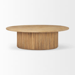 Terra Light Brown Wood Oval Fluted Coffee Table - Ornate Home