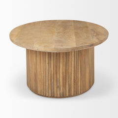 Terra Light Brown Wood Oval Fluted Coffee Table - Ornate Home