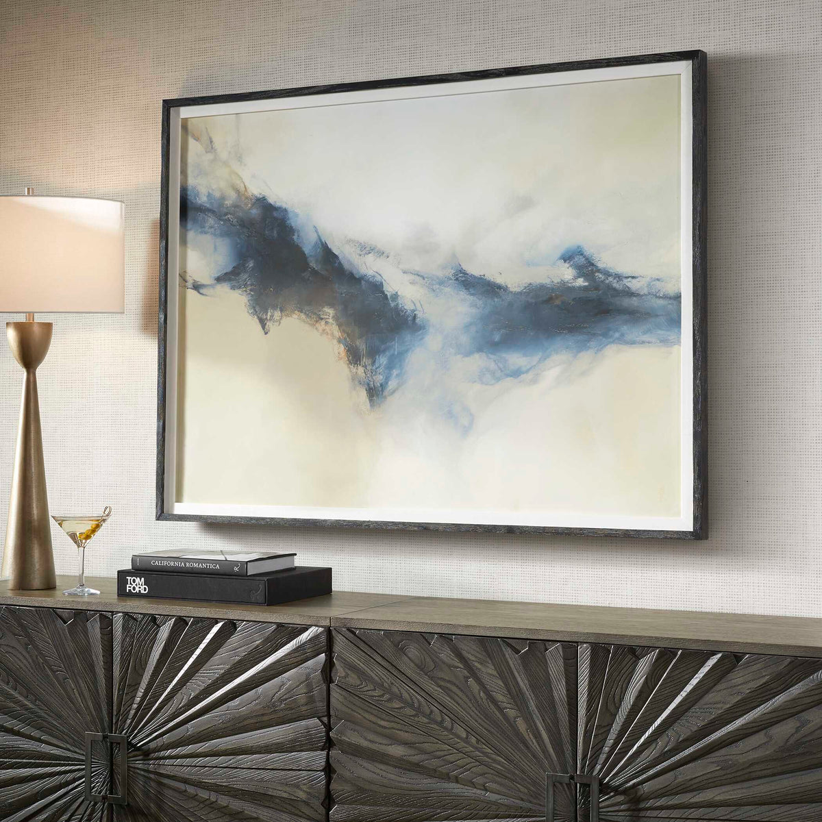 Terra Nova Blue/Gold Abstract Framed Print - Ornate Home