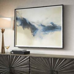Terra Nova Blue/Gold Abstract Framed Print - Ornate Home