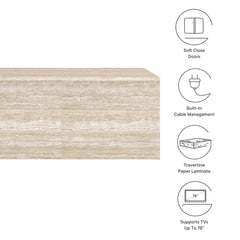 Terra Travertine 71" Wall-Mounted TV Stand - Ornate Home