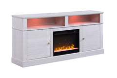 Terra White Walnut 70"W Fireplace TV Stand - Ornate Home