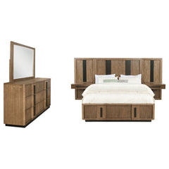 Terrace Ash Brown 5-piece Eastern King Wall Panel Bedroom Set - Ornate Home