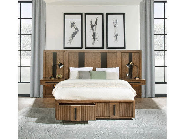 Terrace Ash Brown Eastern King Wall Panel Storage Bed - Ornate Home