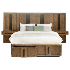 Terrace Ash Brown Queen Wall Panel Storage Bed - Ornate Home