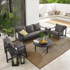 Terrace Carbon Graphite 4-Piece Outdoor Patio Aluminum Furniture Set - Ornate Home