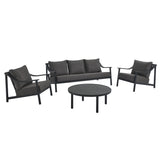 Terrace Carbon Graphite 4-Piece Outdoor Patio Aluminum Furniture Set - Ornate Home