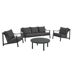 Terrace Carbon Graphite 4-Piece Outdoor Patio Aluminum Furniture Set - Ornate Home