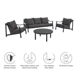Terrace Carbon Graphite 4-Piece Outdoor Patio Aluminum Furniture Set - Ornate Home