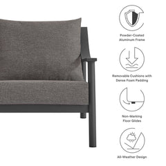 Terrace Carbon Graphite Outdoor Patio Aluminum Accent Armchair - Ornate Home