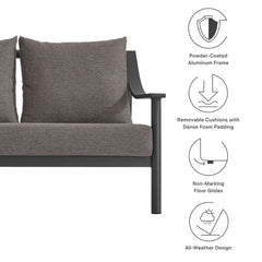 Terrace Carbon Graphite Outdoor Patio Aluminum Sofa - Ornate Home