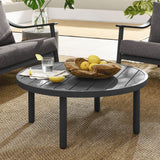 Terrace Graphite 35" Outdoor Patio Aluminum Round Coffee Table - Ornate Home
