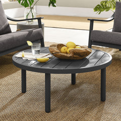 Terrace Graphite 35" Outdoor Patio Aluminum Round Coffee Table - Ornate Home