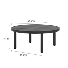Terrace Graphite 35" Outdoor Patio Aluminum Round Coffee Table - Ornate Home