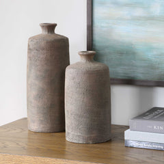 Terrene Brown Clay Vases (Set of 2) - Ornate Home