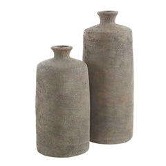 Terrene Brown Clay Vases (Set of 2) - Ornate Home