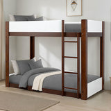 Terri White/Dark Cherry Twin/Twin Bunk Bed+Mattress - Ornate Home