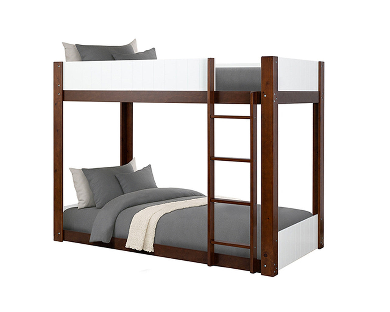 Terri White/Dark Cherry Twin/Twin Bunk Bed+Mattress - Ornate Home