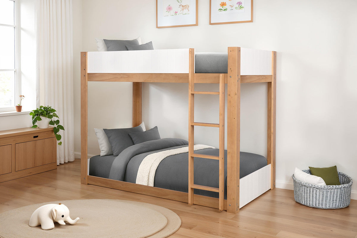 Terri White/Natural Twin/Twin Bunk Bed - Ornate Home