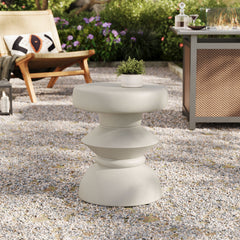 Terza Light Gray Indoor - Outdoor Patio Concrete Side Table - Ornate Home