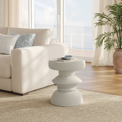 Terza Light Gray Indoor - Outdoor Patio Concrete Side Table - Ornate Home