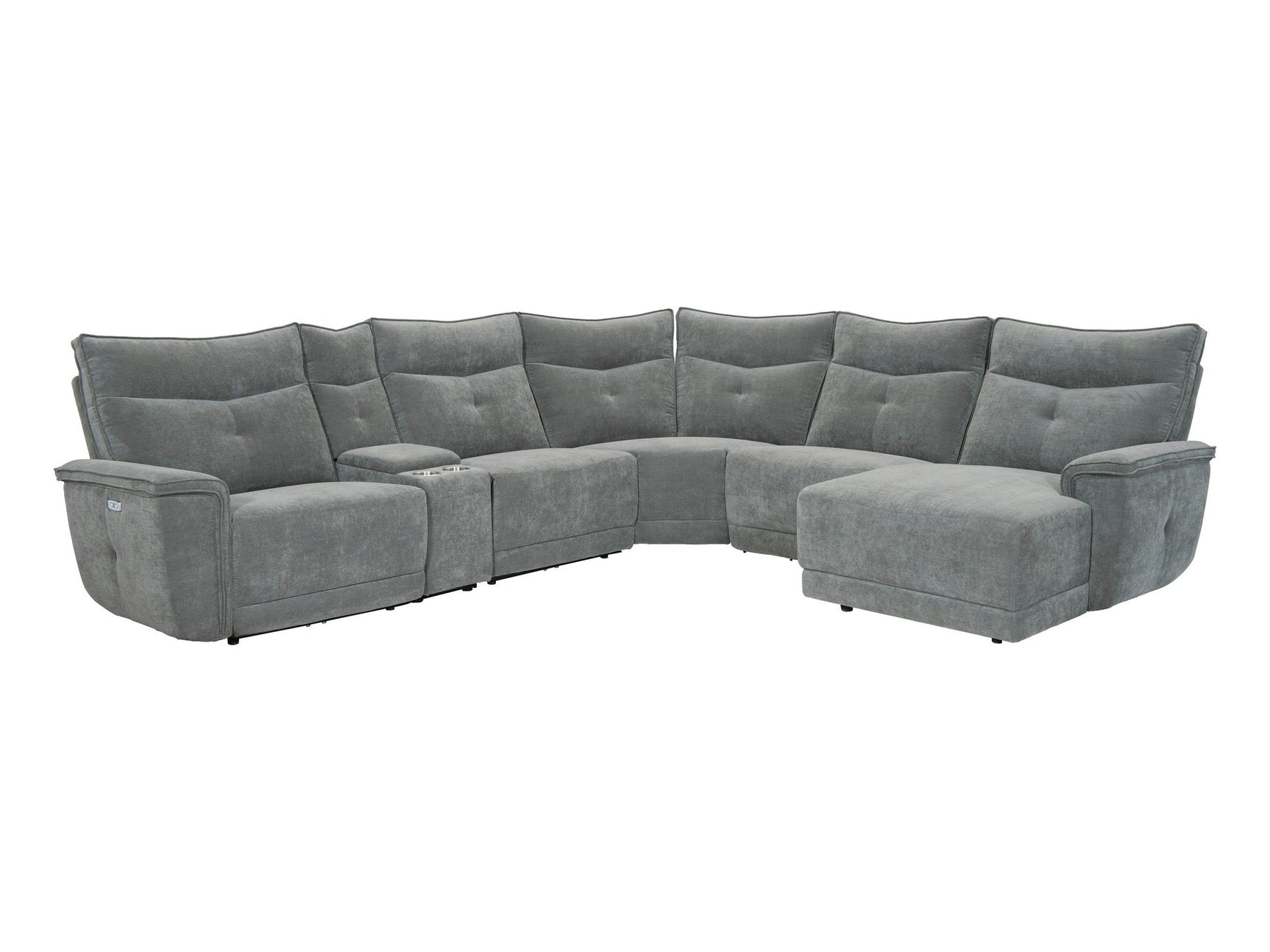 Tesoro Dark Gray 6-Piece Modular Power Reclining Sectional with Right Chaise - Ornate Home
