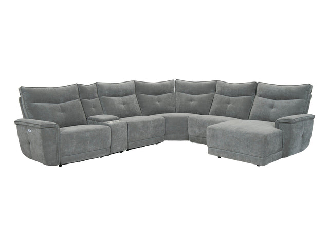 Tesoro Dark Gray 6-Piece Modular Power Reclining Sectional with Right Chaise - Ornate Home