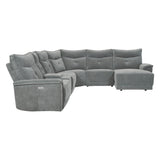 Tesoro Dark Gray 6-Piece Modular Power Reclining Sectional with Right Chaise - Ornate Home