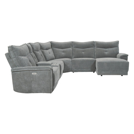 Tesoro Dark Gray 6-Piece Modular Power Reclining Sectional with Right Chaise - Ornate Home